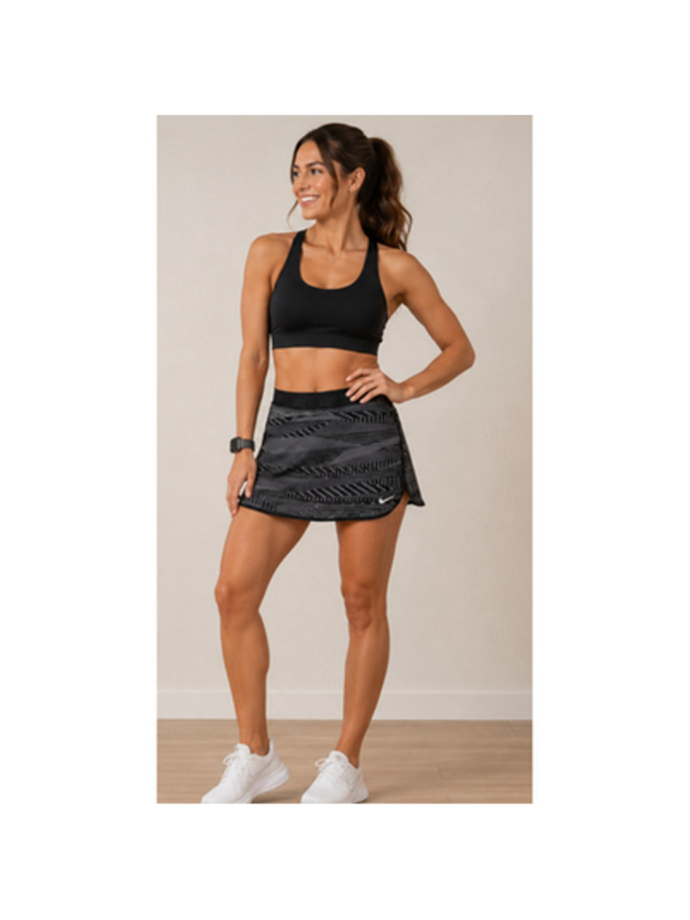 Nike dri fit golf black white striped tennis pickleball skort stretch waist M